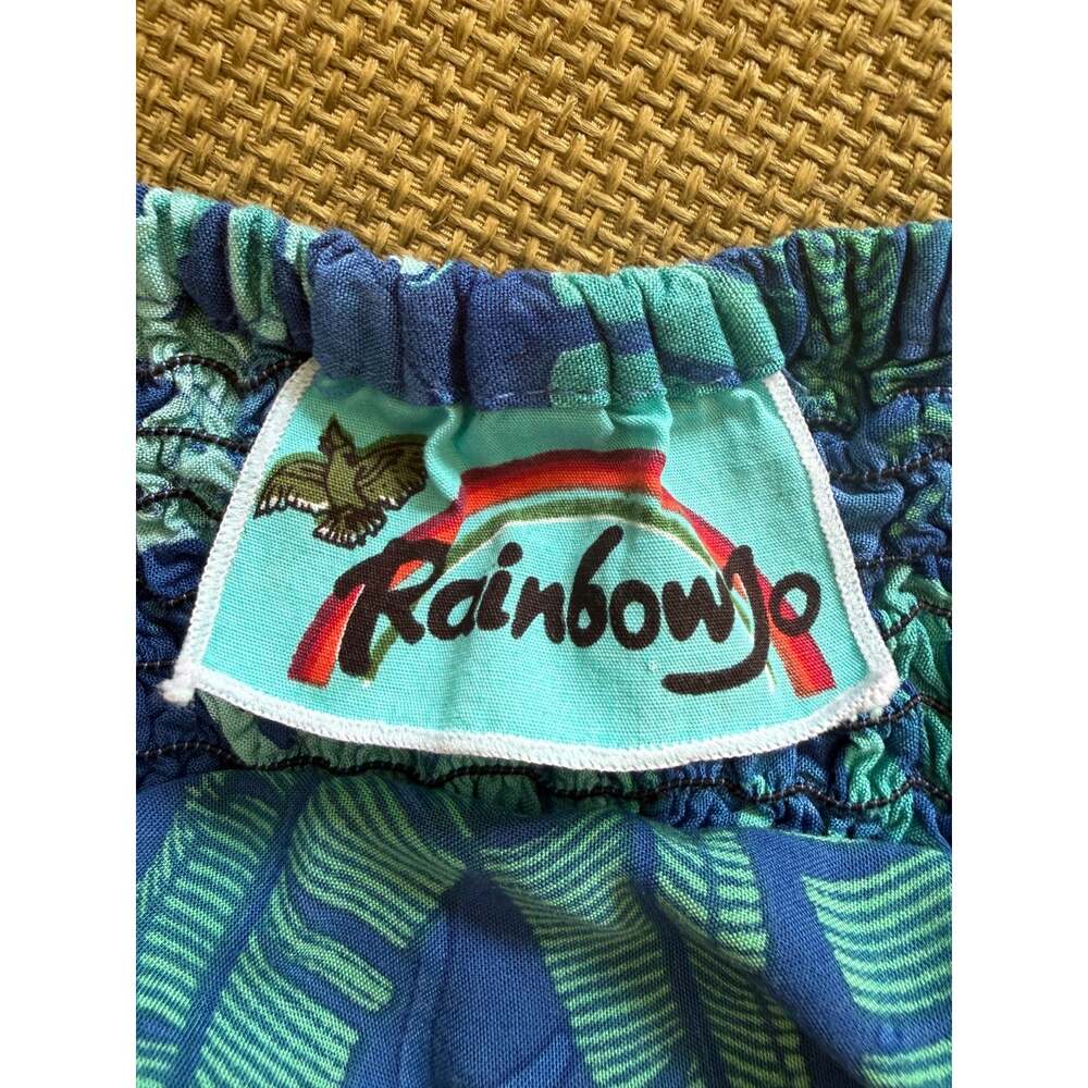 Rainbow Jo Dress Women’s Large Blue Green Tropical Floral Hawaiian Asymmetrical - Picture 6 of 6